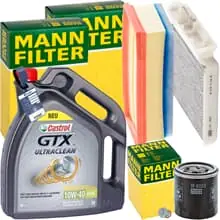 MANN INSPEKTIONSPAKET+5L CASTROL 10W-40 ÖL passend für 1.6SCe 115PS DACIA DUSTER Direktkauf