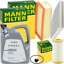 MANN INSPEKTIONSPAKET+5L ORIGINAL 0W30 MOTORÖL passend für AUDI A4 A5 Q5 1.8+2.0 Must-Have