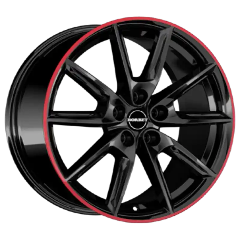 Borbet LX18 black glossy rim red Alufelge 8x18 ET40 5x114.3/72.5 Knallerangebot