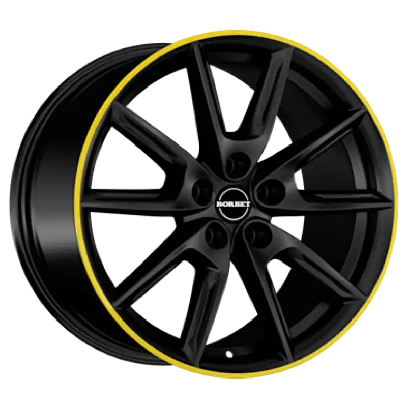 Versand Am Gleichen Tag Borbet LX19 black matt rim yellow Alufelge 8x19 ET50 5x112/66.5