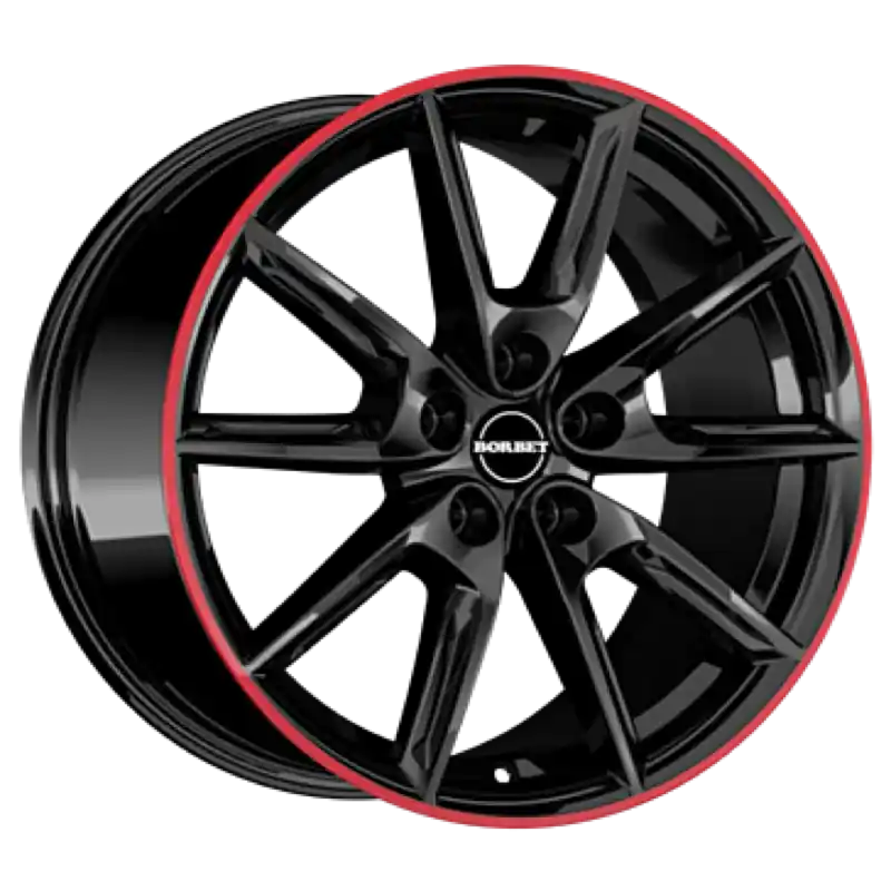 Borbet LX19 black glossy rim red Alufelge 8x19 ET50 5x114.3/72.5 Bestseller